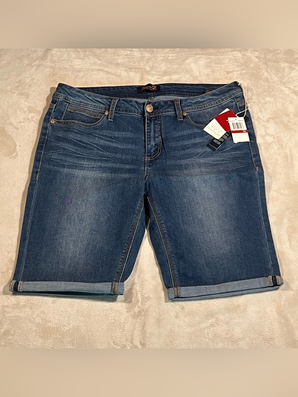 Seven7 Jeans Dark Wash Denim Bermuda Shorts - Rolled Hem